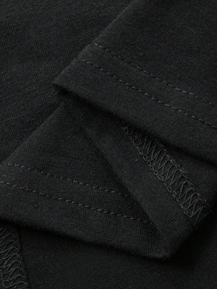 Casual Loose Fit Text Graphic Pullover T-Shirt, Suitable For Everyday Wear Y2k