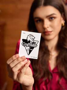 FanGlow HARRY POTTER X SHEIN 1pc Herbal Juice Semi Permanent Tattoo Sticker That Last For 14 Days Without Fading Or Reflecting, Suitable For Shoulder, Neck, Collarbone, Arm, Body Art Tattoo Sticker - Black - View 3