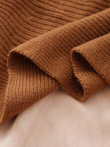 Young Girl Elegant Mesh Patchwork Knit Dress, Autumn/Winter Fall - Brown - View 7