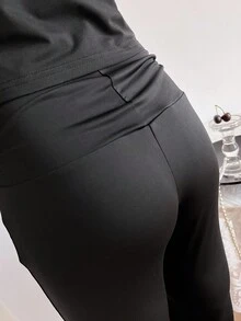 Sweetra Young 3 条装青少年女孩休闲针织柔软舒适紧身裤，适合健身、运动、户外、举重、喇叭裤 - 彩色 - 查看 4