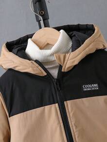 SHEIN 1pc Young Boy's Padded Winter Jacket, Ribbed Cuffs Design For Comfortable Fit, Cotton-Padded Lining For Softness, Suitable For Outdoor Activities, Daily Wear, Going To School, Hanging Out, Ice Skating, And More Fall