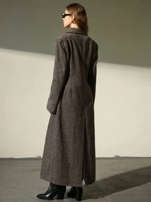 Aveloria Modichic 复古高街通勤西装外套，缺口领，收腰设计，垫肩，女式长袖长大衣 - 彩色 - 查看 2