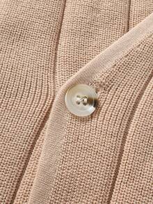 Manfinity Homme Men's Solid Color Minimalist Casual Button Decorated Long Sleeve Cardigan, Fall Winter