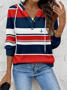 SHEIN LUNE Women's Knitted Sweatshirt Sweatshirt, Suitable For Fall/Winter - Multicolor - View 1