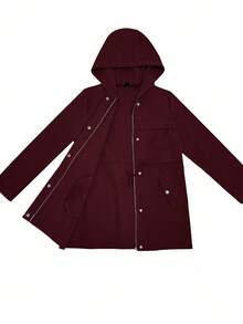 EMERY ROSE Women's Solid Color Minimalist Casual Long Sleeve Regular Jacket - Rose Red - View 7