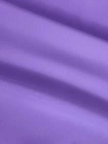 SHEIN LUNE A-Line Solid Color High Waist Slant Pocket Lavender Skirt - Purple - View 5