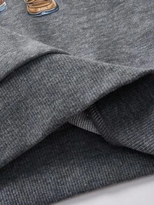 PrepCrw 2 件套青少年男孩优雅校园风格休闲都市小狗图案灰色圆领运动衫和裤子套装，适合居家、日常穿着、返校、假日、秋冬 - 彩色 - 查看 8