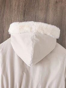 Women's Thick Parka Coat, Winter Zip-Up Hooded Jacket With Fur Trim, Long Sleeve Plush Lined Mid-Length Padded Coat, Fashionable & Versatile, Pair With Pants, Sweatpants, Jumpsuit, Sweatshirt, Hoodie Fall