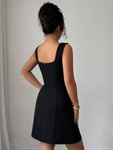DAZY Women's Sleeveless Bow Decor Short Dress Cocktail Dress - Black - View 5