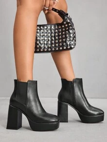 CUCCOO SZL Women's Fashion Daily Travel High Heel Boots Ankle Boots - Black - View 4
