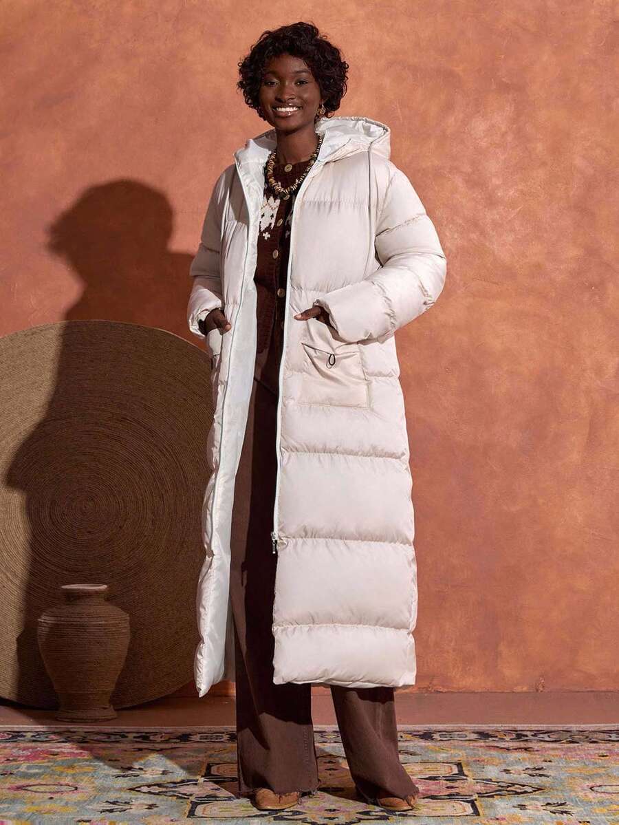 EURMUSE Puffer Jacket With High Collar And Front Zipper, Warm And Puffy Winter Outerwear, Waterproof Fabric - Beige - View 1