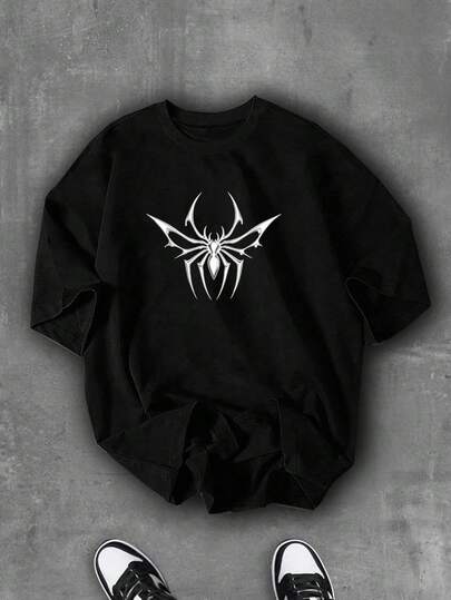 Manfinity Sport Corelite 男式蜘蛛印花宽松圆领短袖运动T恤