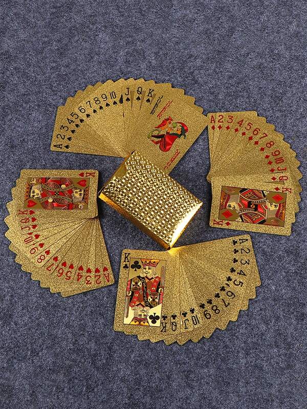 Cartas de juego doradas de lujo - Impermeables, ideales para magia y entretenimiento de fiestas, el material de PVC es talla grande adecuado para uso en fiestas, juguetes creativos, serie de cartas y póker, póker de Texas