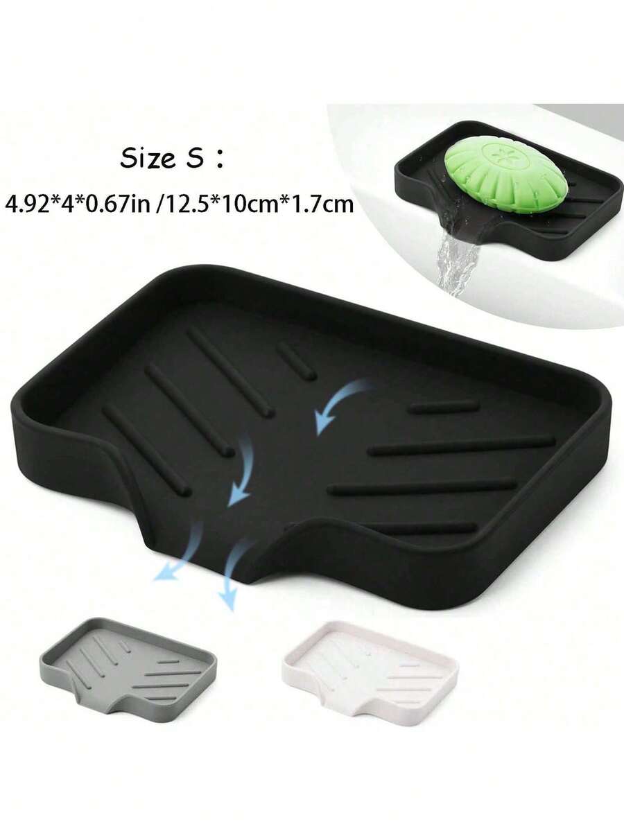 1 件硅胶皂碟托盘、自排水皂架（用于香皂）、带排水功能的硅胶皂碟、香皂盒、皂架、皂瓶、杯子、水槽或柜台收纳盒、厨房台面用洗碗皂碟、家居浴室装饰、秋季装饰、返校