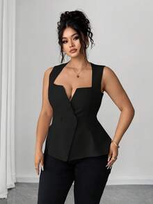Elenzga Áo khoác cardigan cổ chữ V màu trơn cỡ lớn, kiểu áo cánh thanh lịch và duyên dáng - màu đen - Xem 7