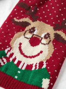 PETSIN 1pc Christmas Pet Cat Dog Universal Green Diamond Grid Elk Snowflake Cute Pattern Jacquard Knitted Elastic Comfortable Dog Christmas Sweater