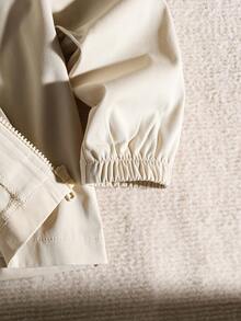 SHEIN Playful Pals 秋季款小男孩字母印花休闲连帽夹克