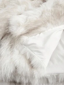 SHEIN SXY Women's Tie-Dye Oversized Lapel Long Sleeve Loose Faux Fur Jacket,Party , Chic ,Faux Fur Coats,Winter,,Fall - White - View 7
