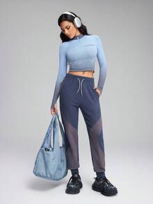 Innovista Pantalon de survêtement doux et moelleux en polaire, coupe-couleur, taille basse, pour le sport, le yoga, l'entraînement HIIT, le bureau et la salle de sport. Leggings stretch haute fonctionnalité, résistants à l'étirement, avec poches, pour l'exercice en extérieur, protection UV, anti-transpiration. Tenues d'automne pour femmes, bleu clair - Bleu azur - Voir 15