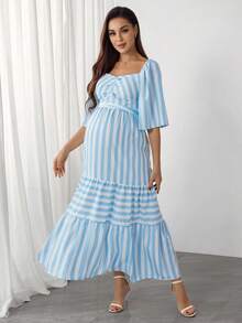 SHEIN Maternity Striped Minimalist Fashion Dress - Multicolor - View 6
