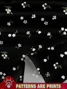 SHEIN LUNE 女士复古碎花弹力腰休闲裤，荷叶边装饰，适合夏季度假、外出、秋季和冬季穿着。 - 彩色 - 查看 3