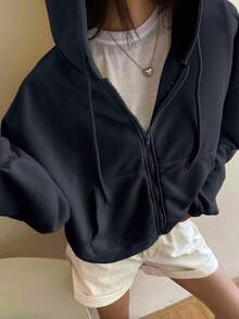 DAZY Autumn New Back To School Loose Casual Hooded Women Sweatshirt Sweatshirt Jacket