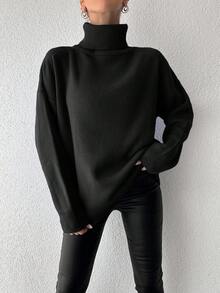 EURMUSE Maglione Oversize Scollo Alto A Maglia Pesante Da Donna