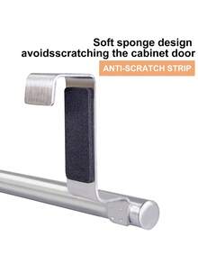 1pc,Household Towel Rack Non-Punched Wall Hanging Behind The Door Storage Rack Non-Nailed Single Pole Towel Rack Rag Hanging Rod,Kitchen Organization And Storage - Silver - View 8