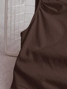 Lumivelle Waist Ruched Criss-Cross Back Cami Dress - Brown - View 3