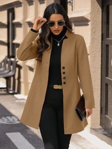 EMERY ROSE 女士休闲度假立领修身夹克 - 卡其色 - 查看 5