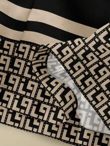 Rusticease Damen Lässig Geometrisch Elastischer Bund Weite Bein Bedruckte Hose, Herbst/Winter