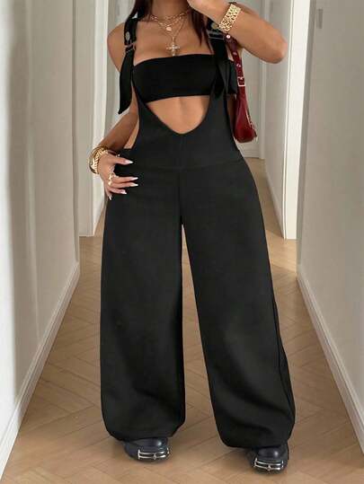 Maweii 大码女式性感可调节肩带直筒阔腿连体裤