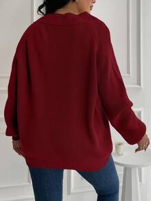 EURMUSE Plus Size V-Neck Long Sleeve Sweater, Winter