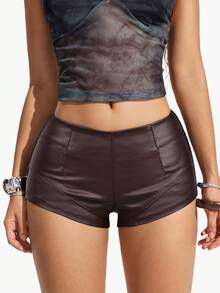 Jeanoix 女士短裤 - 酒紅色 - 查看 1