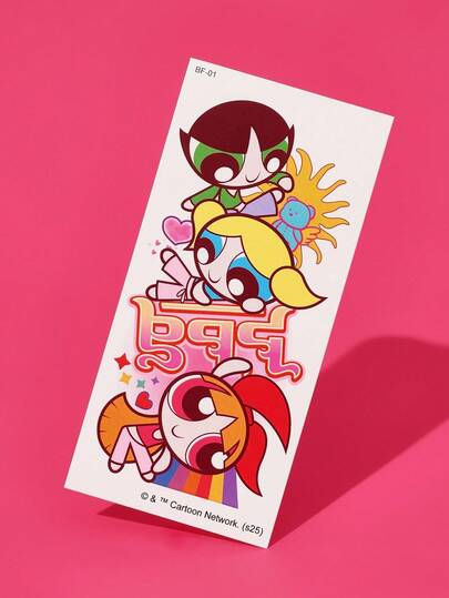 FanGlow THE POWERPUFF GIRLS X SHEIN 1pc Colorful Cartoon Tattoo Sticker Suitable For Shoulder, Neck, Clavicle, Arm, Body Art, Temporary Waterproof Simulation Tattoo Sticker