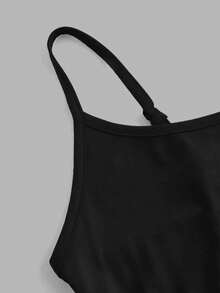 SHEIN EZwear 4 件套黑色休闲简约女式吊带背心，适合夏季 - 黑色 - 查看 7