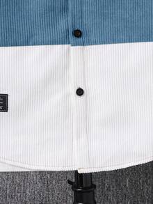 SHEIN 青少年男孩休闲拼色拼接连帽衫，带口袋，适合秋季、春季、冬季，适合户外玩耍、学校、街头风格、派对和休闲穿着，性价比高 - 霧霾藍 - 查看 5