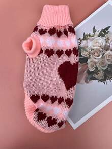 Heart-Shaped Pink Pet Sweater, Casual Pet Supplies - Baby Pink - View 7