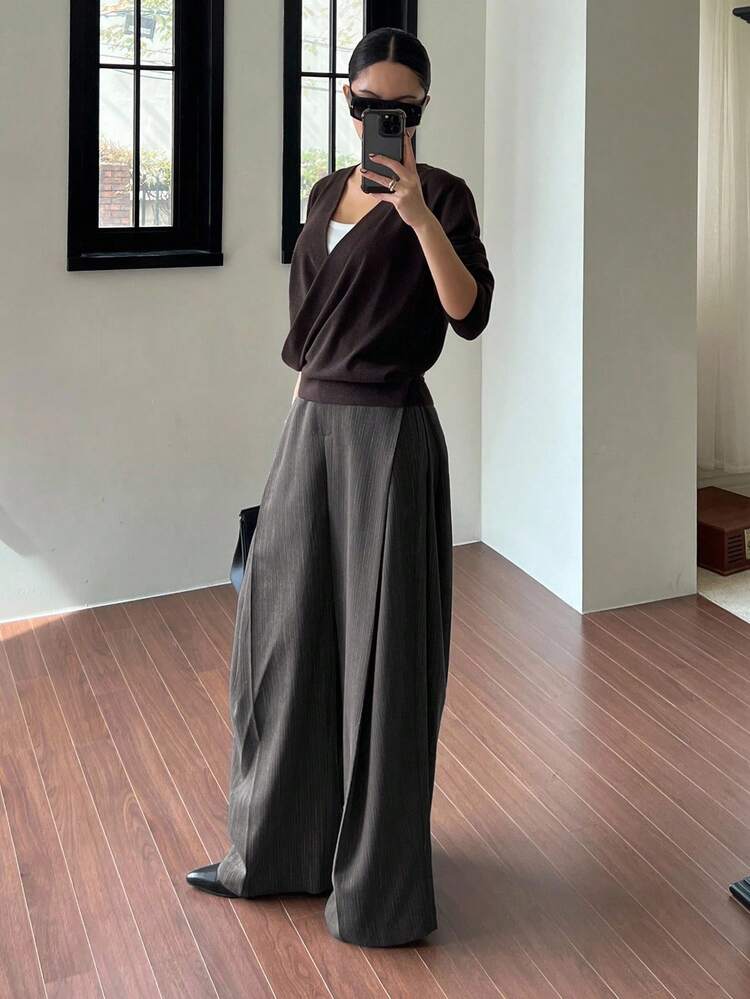 Women's Solid Color Casual Loose Wide Leg Pants Fall