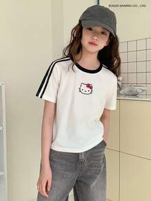 HELLO KITTY | DAZY Tween Girl 圆领印花短袖 T 恤，夏季，返校服装 - 白色 - 查看 5