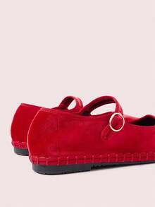 CUCCOO DOLLMOD Giày bệt Mary Jane nhung cổ điển thanh lịch, thoải mái dành cho nữ - Rouge Casaque - Xem 5