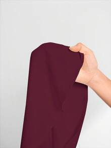 SHEIN Essnce Plus Size Women's Burgundy Autumn Casual Long-Sleeved Button-Down Shirt,Everyday Loose Oversize Tops,Old Money Style Work Fall High Side Slit Shirt - Burgundy - View 7