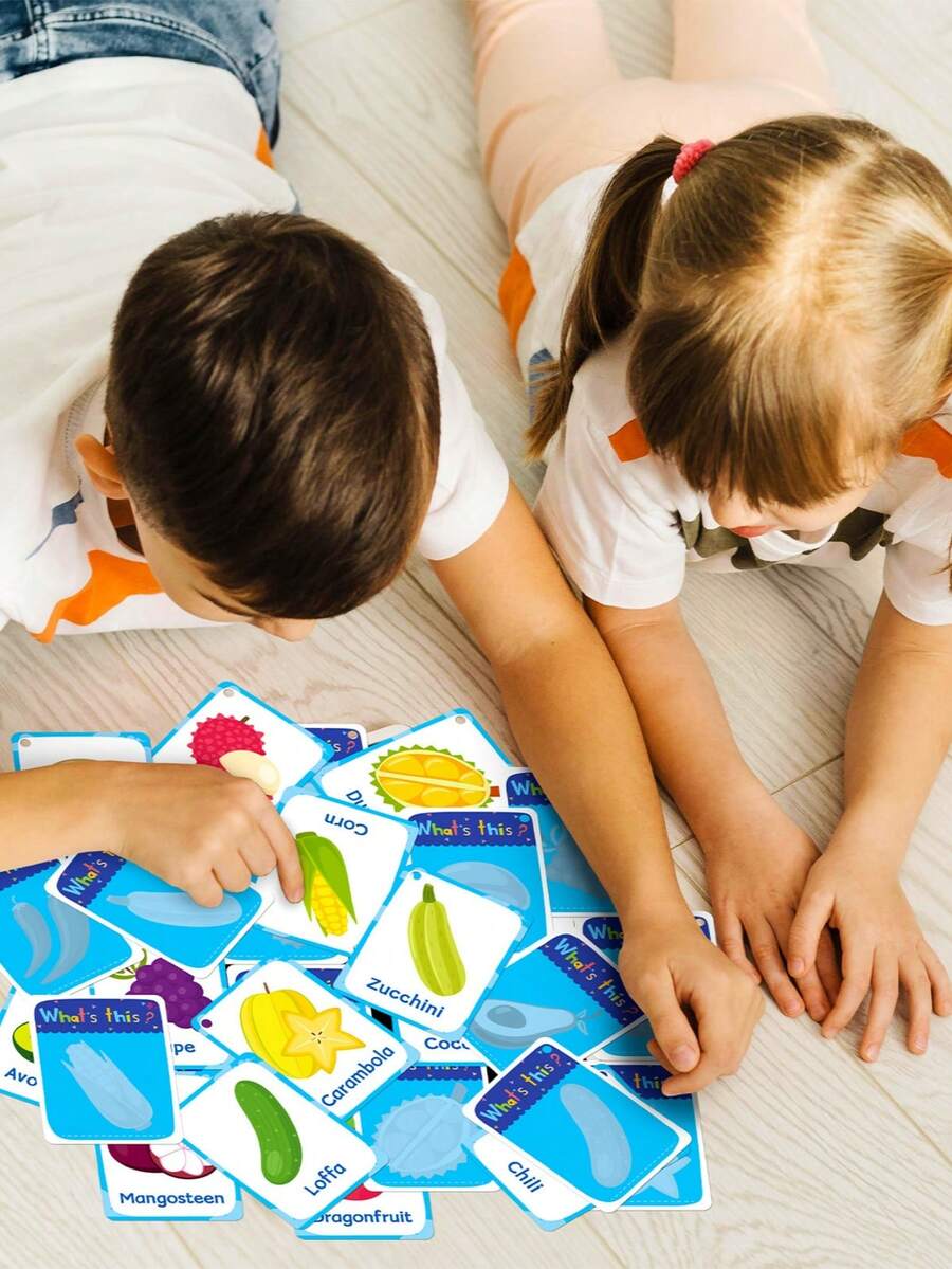 Zazumi 1SET Kids Learning Cards Food Fruit Animal Weather Preschool Educational Cognitive Game Improve Concentration Make Learning Fun - Multicolor - View 1