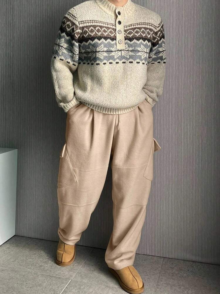 Men's Khaki Pants With Thermal Lining, Autumn/Winter