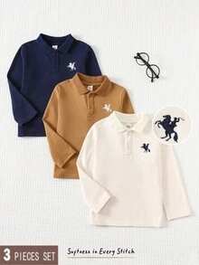 Cozy Pixies Set de 3 piezas: Suéter tipo cardigan de manga larga con cuello, de punto suave y con estampado de dibujos animados para niños pequeños - Multicolor - Ver 3