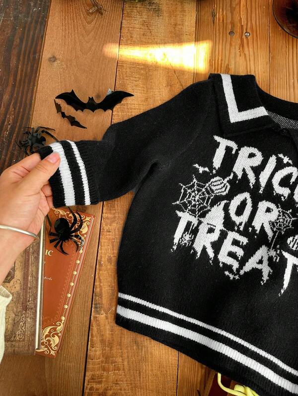 DAZY Halloween Girls (Small) Turndown Collar Pullover Sweater