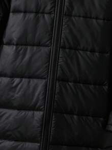 SHEIN Kids/Tween Boys Casual Black Winter Parka Coat,Hooded Mid-Length Thick Woven Padded Jacket With Patch & Tape,Warm Long Puffer Coat For School & Travel - Black - View 5