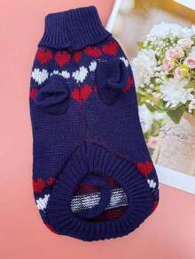PETSIN Heart Shape Navy Blue Pet Sweater - 藍色 - 查看 5