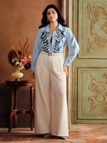 Anewsta Áo sơ mi nữ thường ngày thêu sọc Miland Fashion - Xem 6