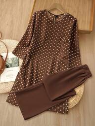 Rusticease Women Solid Color Round Neck Short Sleeve Top And Flower Print Wide Leg Pants Set For Summer Two Pieces Outfits Winter Clothes For Women Thanksgiving Outfit For Women Elegant Women's Set,Cozy Fall And Winter Clothes For Women